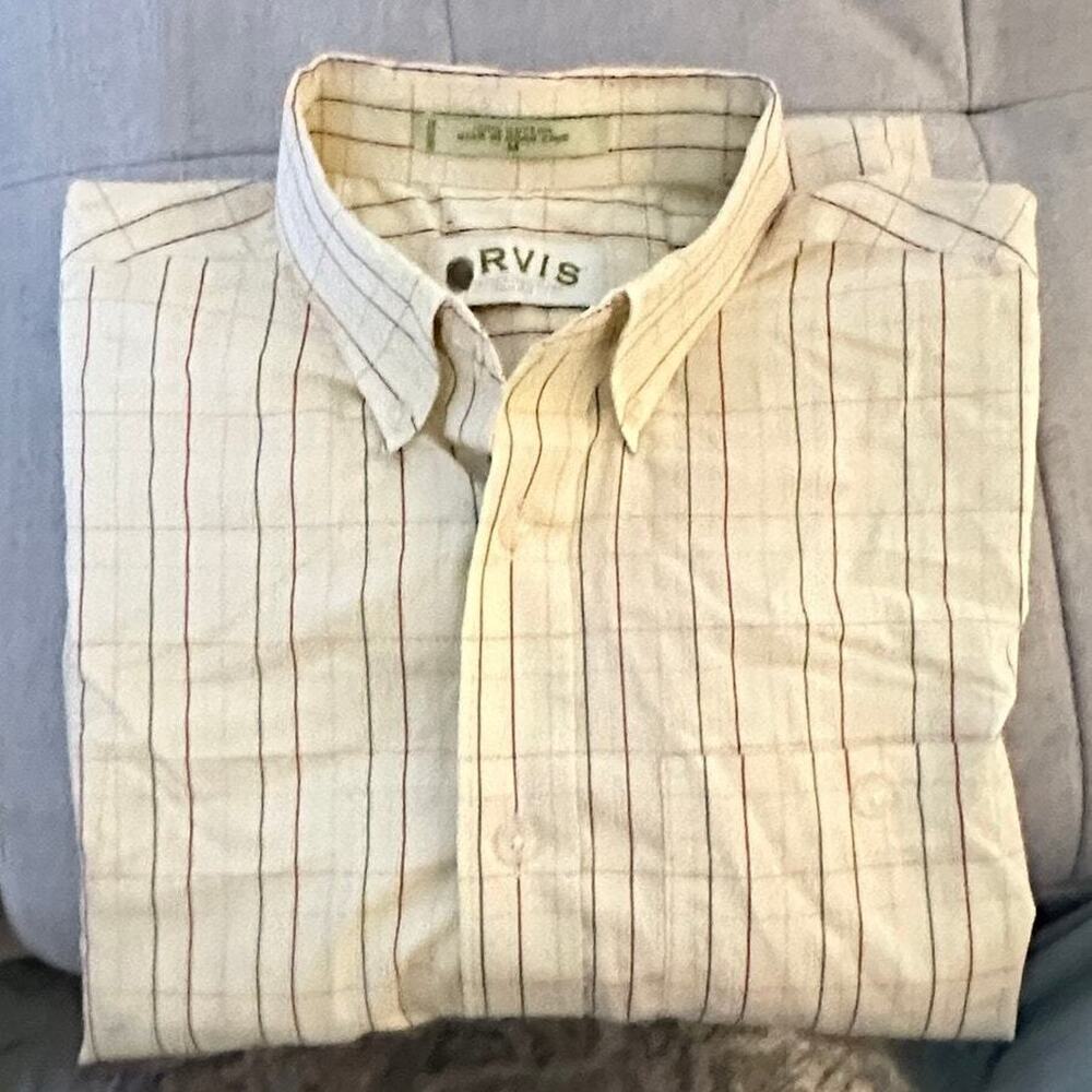 Orvis Button Down Striped‎ Shirt Mens Sz Med Business Casual